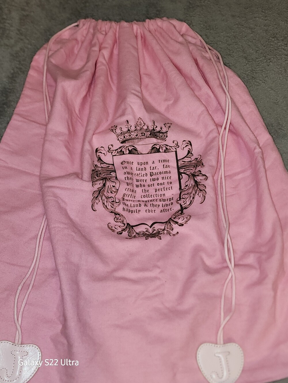 Juicy Couture Pink Drawstring Dust Pouch with Crest Print
